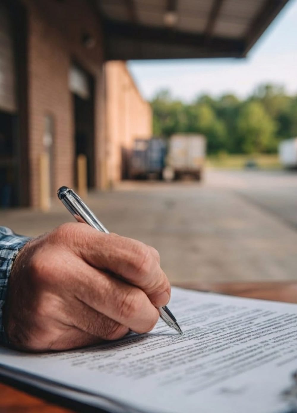 Freight document and pen contact image